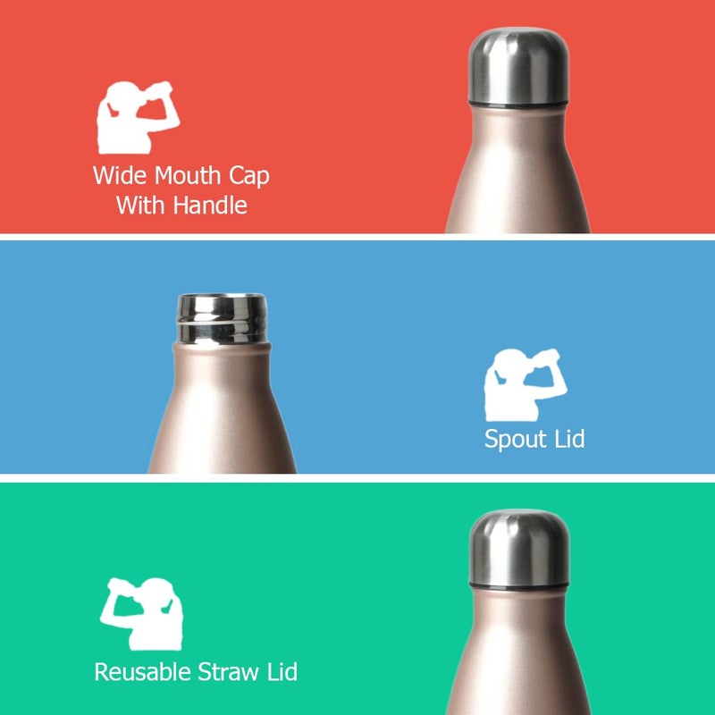 Bister Insulated Stainless Steel Water Bottle Tempsheild Technology 24Hrs Cold 12 Hrs Hot BPA Free Leak Proof Colder Hotter  Longer 500 Ml Rose Gold - Image 5